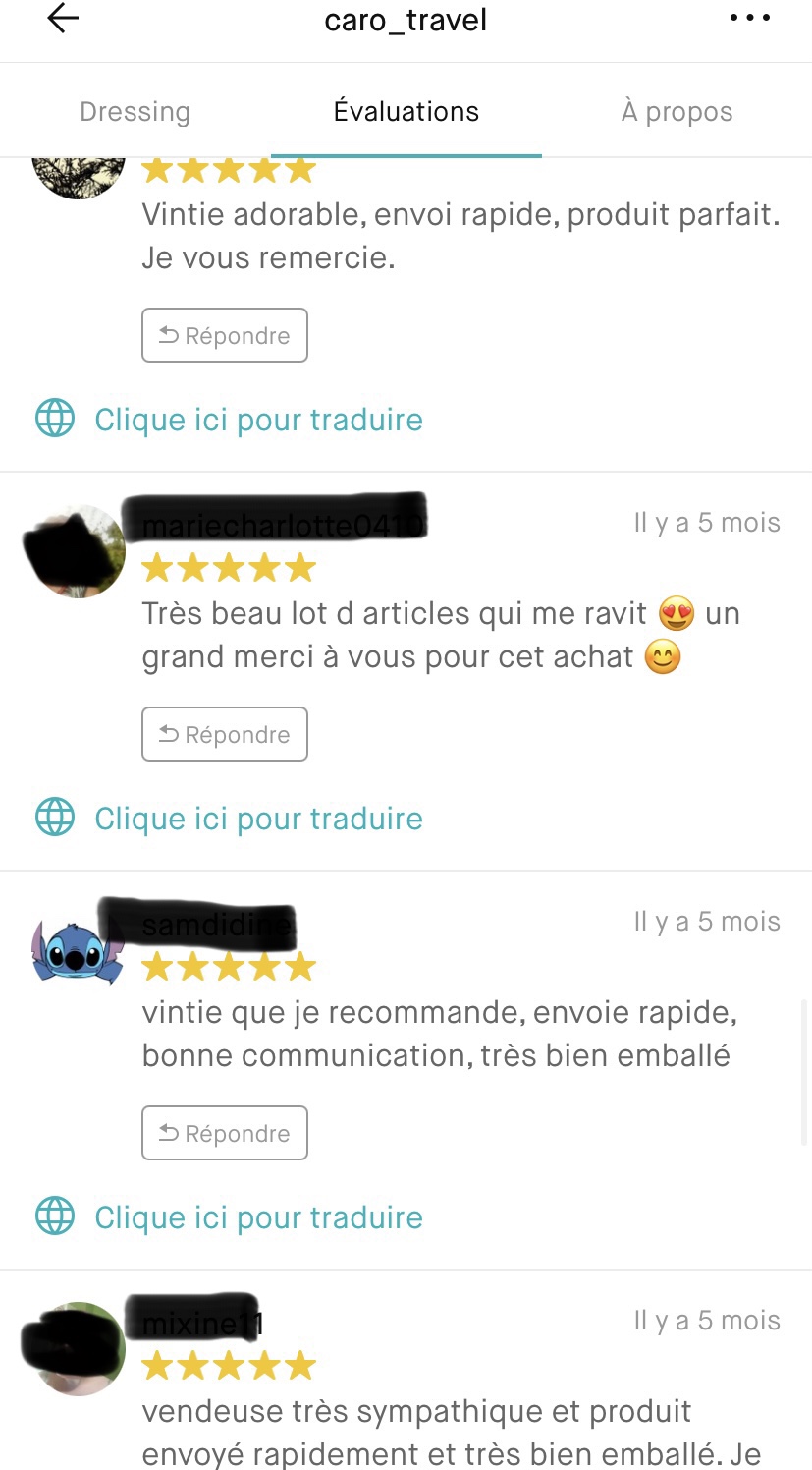 Mot remerciement achat online vinted